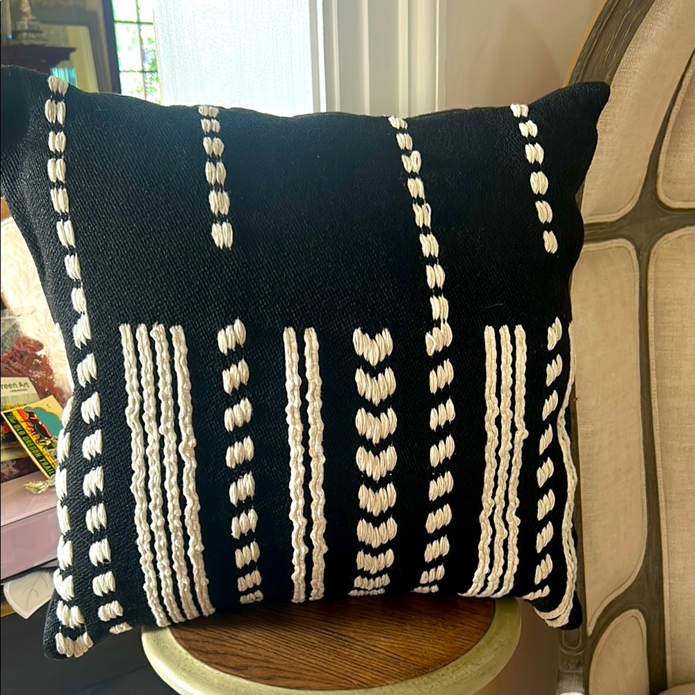 Lavish Black and White Accent Pillow 18” x 18”